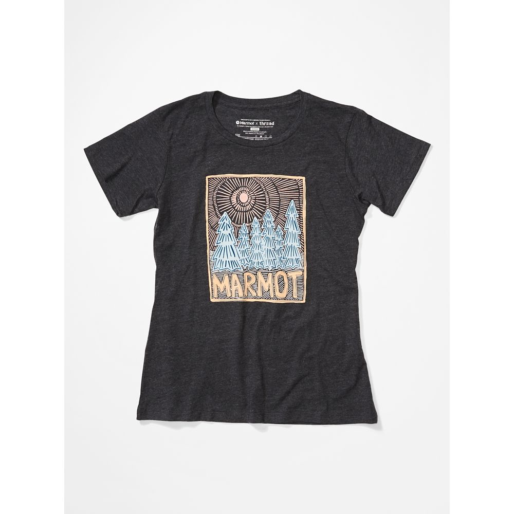 Marmot Woodblock T-Shirts For Womens Black GVB829745